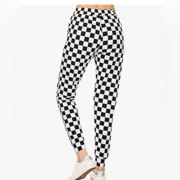 Checkered Joggers Black and White Women's Sz small pants - Picture 3 of 3